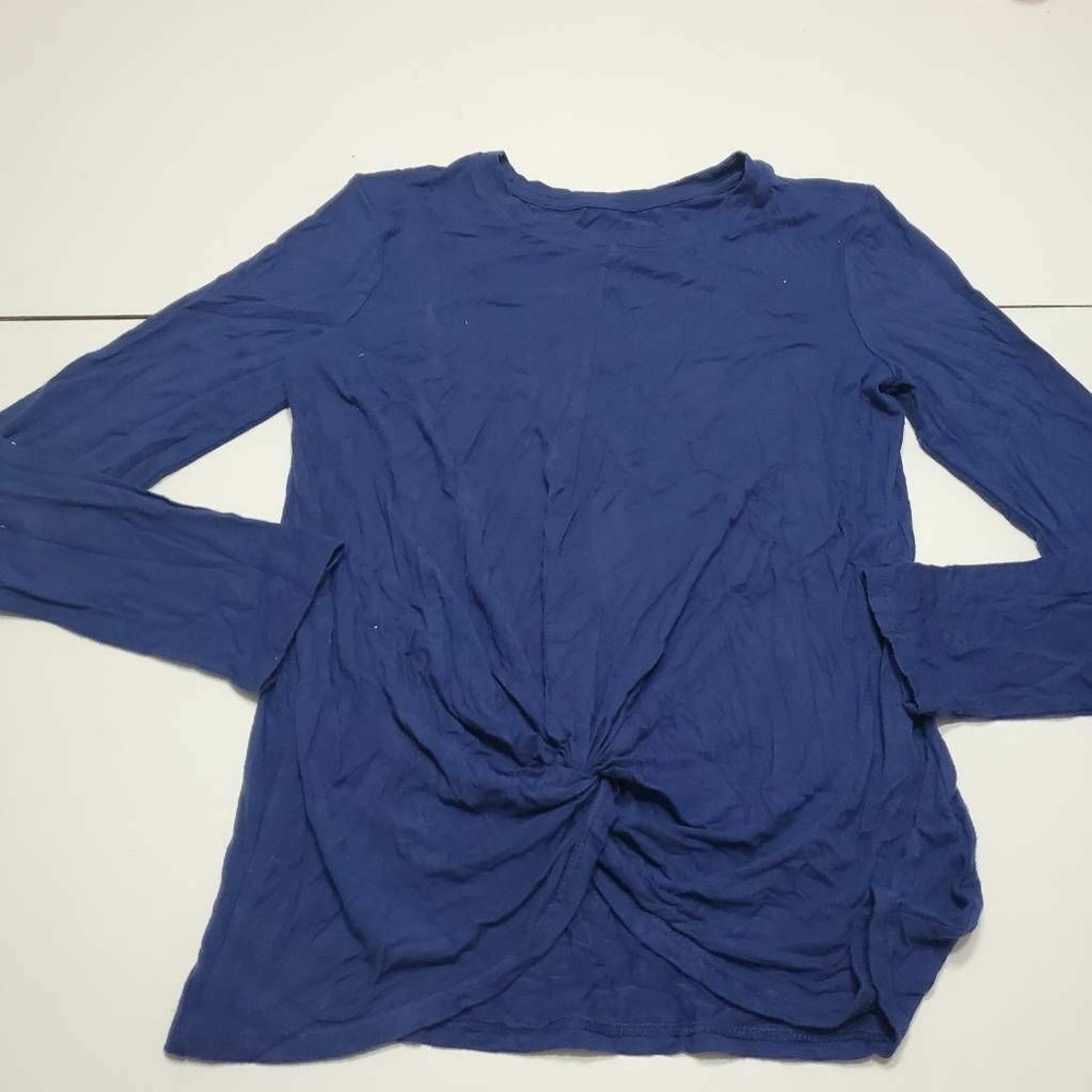 Art Class Girls T-Shirt Blue Crew Neck Long Sleeve Tie Knot Pullover L 10-12